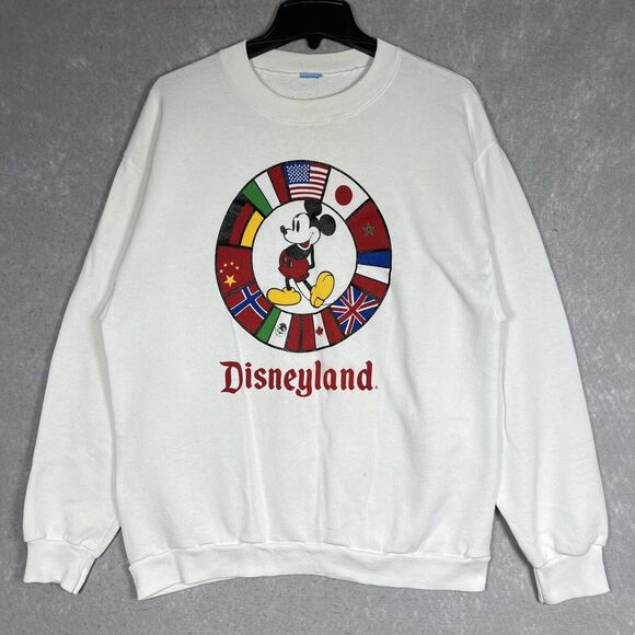 Vintage Disney Sweater Crewneck Adult Medium Mickey Mouse World Wide Disneyland - Picture 1 of 11